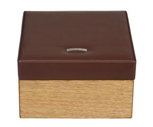 Windrose Wood jewelry case leather 18 cm brown