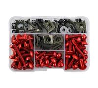 Windscreen Bolts 177PCS Motorcycle Windscreen Fairing Bolt For MT 07 Tmax 530 M5 M6 Screws Kit Bodywork Mounting Gasket Assortment Fairing Bodywork Screws(RED)