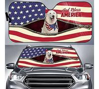 Windscreen Car Sunshades Block Uv Rays Car Window Covers Foldable Front Windshield Sun Shade Universal For Suv Auto Summer Maremma Sheepdog Dog, Maremma Sheepdog Dog God Bless America L