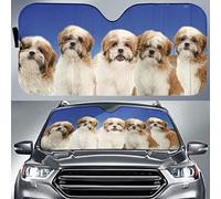Windscreen Car Sunshades Block Uv Rays Car Window Covers Foldable Windscreen Cover Universal For Suv Truck Auto Malshi Maltese Shih Tzu Dog Family Blue Sky L