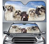 Windscreen Car Sunshades Block Uv Rays Front Windshield Sun Shade Keep Cooler Front Window Sunshades Universal For Suv Auto Summer Cute Shih Tzu Pet Family Dog Lover M
