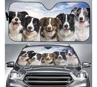 Windscreen Car Sunshades Foldable Car Window Covers Block Uv Rays Front Windshield Sun Shade Universal For Suv Auto Summer Funny Border Collie Dog Family Blue Sky M