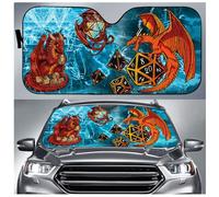 Windscreen Car Sunshades Foldable Front Window Sunshades Keep Vehicle Cooler Front Windshield Sun Shade Universal For Truck Suv Summer Dungeons & Dragons Dice Fantasy Fire And Ice S