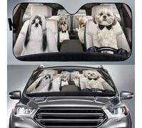Windscreen Car Sunshades Foldable Front Windshield Sun Shade Block Uv Rays Front Window Sunshades Universal For Auto Truck Suv Funny Shih Tzu Family Driving L