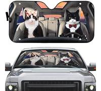 Windscreen Car Sunshades Foldable Windscreen Cover Block Uv Rays Car Window Covers Universal For Truck Suv Summer Tuxedo Couple Cats In Head Ribbon And Bow Tie City Sight M
