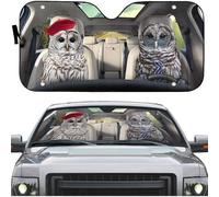 Windscreen Car Sunshades Foldable Windscreen Cover Block Uv Rays Front Window Sunshades Universal For Truck Auto Suv Barred Owls Old Couple On The Road Drive M