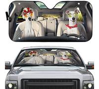 Windscreen Car Sunshades Foldable Windscreen Cover Block Uv Rays Front Window Sunshades Universal For Truck Suv Summer Whippet Dog Happy Dogs On The Road Driving L
