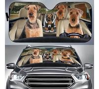 Windscreen Car Sunshades Funny Airedale Terrier Dog Family Driving Car Window Covers Keep Vehicle Cooler Front Windshield Sun Shade Universal For Car Truck Suv