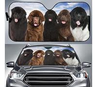 Windscreen Car Sunshades Funny Newfoundland Dog Family Blue Sky Pattern Car Window Covers Block Uv Rays Front Windshield Sun Shade Universal For Car Summer Suv