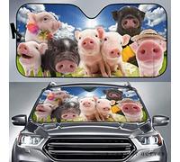 Windscreen Car Sunshades Funny Pigs With Flowers On Garden Blue Sky Background Print Car Accessories Block Uv Rays Front Windshield Sun Shade Universal For Suv Truck Summer
