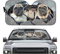 Windscreen Car Sunshades Keep Cooler Windscreen Cover Block Uv Rays Car Window Covers Universal For Truck Auto Suv Pug Dogs City In The Rain Cute Animals Drive M
