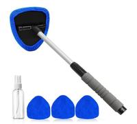 Windscreen Cleaner Tool, 180° Rotating Head Extendable Windscreen Cleaner Bursh with 4 Reusable & Washable Pads Car Demister Window Cleaning Kit for SUV RV Truck, Car Demister