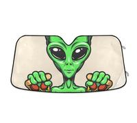 Windscreen Cover Alien Pizza Green Windshield Sunshade Reusable Front Window Sunshades Block Uv Rays Heat Shield Sun Visor For Truck Van Car S