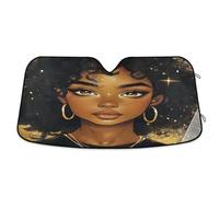 Windscreen Cover Beautiful Black Girl Front Window Sunshades Pefect Fit Heat Shield Sun Visor Durable Windshield Sunshade For Truck Travel Most Cars M