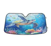 Windscreen Cover Blue Turtle Fish Whale Coral Shell In Aquarium Car Front Windshield Foldable Windshield Sunshade Keep Vehicle Cooler Heat Shield Sun Visor For Truck Suv Travel M