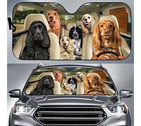 Windscreen Cover Foldable Car Window Covers Block Uv Rays Front Windshield Sun Shade Universal For Car Summer Truck Cocker Spaniel Family On The Wheel, For Cocker Spaniel Dog Lovers M