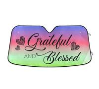 Windscreen Cover Grateful And Blessed Blue Purple Pink Mint Green Windscreen Sun Shade Reusable Front Window Sunshades Foldable Heat Shield Sun Visor For Car Suv Truck M