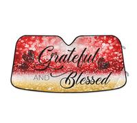 Windscreen Cover Grateful And Blessed Red Gld Sparkling Windshield Sunshade Foldable Windscreen Sun Shade Reusable Front Window Sunshades For Truck Van Suv M