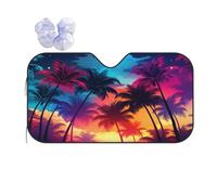 Windscreen Cover Sunset Clouds Hawaiian Palm Tree Front Window Sunshades Durable Windshield Sunshade Easy To Use Heat Shield Sun Visor For Truck Most Cars Suv M