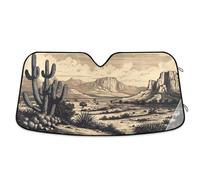 Windscreen Cover Vintage Desert Landscape Heat Shield Sun Visor Durable Windshield Sunshade Easy To Use Front Window Sunshades For Suv Most Cars Travel S