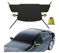 Windscreen Cover with 6 Magnets and 4 Tie Down Straps, Windscreen Cover for the Against Snow, Ice, Frost for All SUVs, Cars, Green