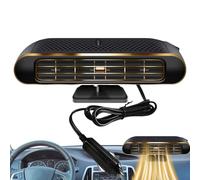 Windscreen Defogger Fan, 12v 24v Car Heater for Sedans Trucks Suvs Rv Pickups, Portable Dashboard Abs Defroster for Camping Road Trips School Automotive Vehicles Black Gold Black Silver