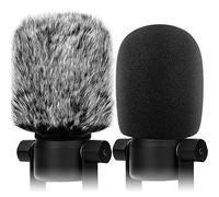 Windscreen Pop Filter Compatible with Rode Podmic, Procaster, Podcaster, NT1, NT1-A, NT2-A, NT-USB, K2, NT1000, NT2000,Mic Foam Cover +Furry Wind Muff Mic Cover Compatible with Rode Podmic,Combo 2Pack