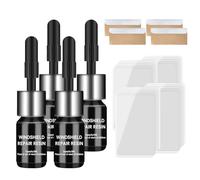 Windscreen Repair Kit, 4Pcs Glass Chip & Crack Works on Tool, Automotive Quick Fix Windshield Repair Resin for Cars, Trucks, Fix Chips Fluid, Star Shaped Crack