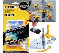 Windscreen Repair Kit GENERISE Auto Windscreen Chip Repair Kit Tool for Chips, Cracks & Glass Repair - Includes Glass Repair Fluid Plus Anti-Slip Dashboard Mat