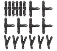 Windscreen Washer Nozzle Car Windshield Wiper Spray Hose Auto Cleaning Wipers Adjustable Nozzle 2/1M Rubber Water I T Y Splitter Connector(18pcs)