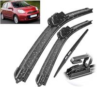 Windscreen Wipers for Nissan Micra March K13 2010-2015, Front Rear Wiper blades Windshield Windscreen Window Brushes Set of Wiper Wiper replacement
