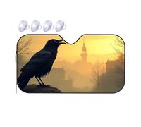 Windshield Cover Sun Shade A Raven Perched On A Rock With A Castle In The Background Car Windshield Sunshade Sun Shade For Car Windshield Sun Shade(76x140cm)