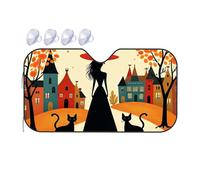 Windshield Cover Sun Shade Autumnal Cityscape With Silhouetted Woman And Cats Car Windshield Sunshade Sunshade Car Visor Extender Sun Blocker(70x130cm)