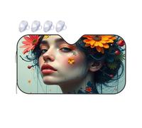 Windshield Cover Sun Shade Floral Fantasy: A Woman'S Portrait With Nature'S Wonders Car Windshield Sunshade Window Sun Shade For Car Car Visor(70x130cm)