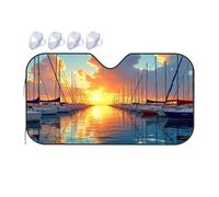 Windshield Cover Sun Shade Sailing Serenity: A Sunset At The Marina Car Windshield Sunshade Window Sun Shade For Car Car Visor(70x130cm)