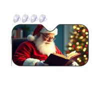 Windshield Cover Sun Shade Santa Claus Reading A Book By The Christmas Tree Car Windshield Sunshade Window Sun Shade For Car Car Visor(70x130cm)