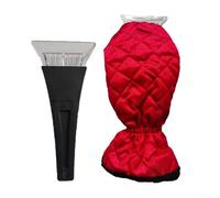 Windshield Ice Scraper Gloves with Thermal Lining and Wide ABS Blade for Efficient Snow and Ice Clearance, Suitable for Winter Car Use and Cold Weather (Red)