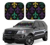 Windshield Sun Shade 2 Pcs Car Sun Shade Windshield Foldable Car Front Window Sunshades 3d Fleur De Lis Mardi Gras Suv Windshield Cover Sun Visor Mat Keeps Your Vehicle Cool For Most Car S
