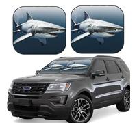 Windshield Sun Shade 2 Pcs Car Sun Shade Windshield Foldable Car Front Window Sunshades 3d Shark Fish Suv Windshield Cover Sun Visor Mat Keeps Your Vehicle Cool For Most Car M