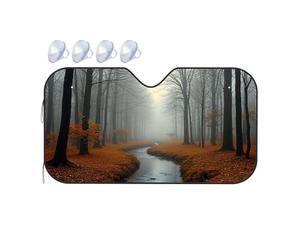 Windshield Sun Shade A Serene Forest Stream On An Autumn Morning Car Windshield Sunshade Sunshade For Car Blackout Shade(76x140cm)