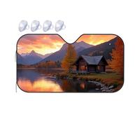 Windshield Sun Shade Autumn Serenity: Cabin By The Lake At Sunset Car Windshield Sunshade Windshield Sunshade Umbrella Car Shade Front Winds(70x130cm)