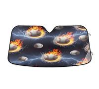 Windshield Sun Shade Baseballs Water Flames, Foldable Heatshield Sunshade, Front Window Cover (53×23.5 Inch)