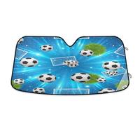 Windshield Sun Shade Black White Soccer Balls, Foldable Car Windshield Insulation Cover, Front Window Cover - 57×31.5 Inches