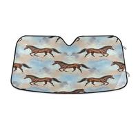 Windshield Sun Shade Brown Horses, Foldable UV Sunshade for Car, Front Window Cover - 55×27.6 Inch