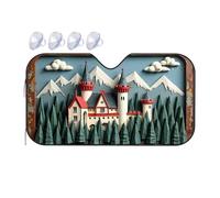 Windshield Sun Shade Castle In The Mountains: A 3D Artistic Rendering Car Windshield Sunshade Blackout Shade Car Sun Shade Windshield(76x140cm)