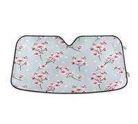 Windshield Sun Shade Cherry Blossom Pink Blue, Foldable Heatshield Sunshade, Front Window Cover (53×23.5 Inch)