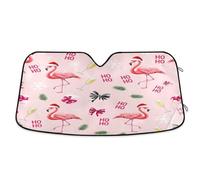 Windshield Sun Shade Christmas Flamingos Pink, Foldable Front Window Cover, Car Windshield Cover - 53×23.5 Inches