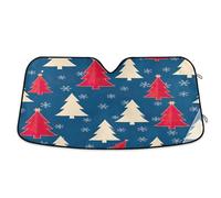 Windshield Sun Shade Christmas Trees Blue, Foldable Car Reflector Sun Shade, Front Window Cover - 55×27.6 Inch