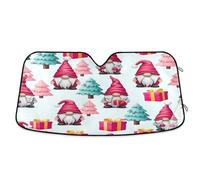 Windshield Sun Shade Cute Gnomes Christmas Trees, Foldable Car Windshield Heat Protector, Front Window Cover - 57×31.5 Inches