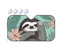 Windshield Sun Shade Foldable Car Sunshade for Front Window Auto Interior Cover Animal Sloth Mint Green Sun Visor Protector Window Sun Blocker to Keeps Your Vehicle Cool Medium